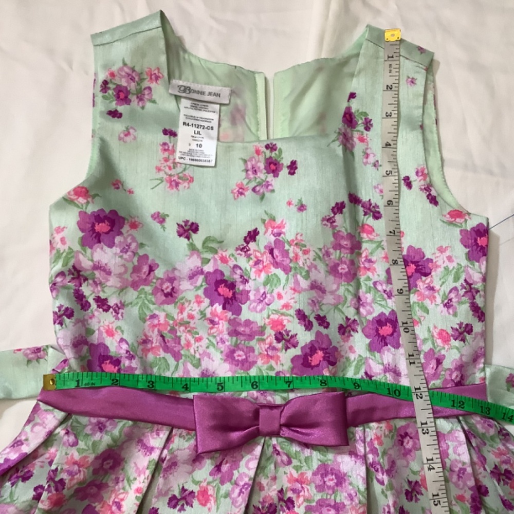 EUC Girls Bonnie Jean dress green‎ pink size 10 - Picture 12 of 14